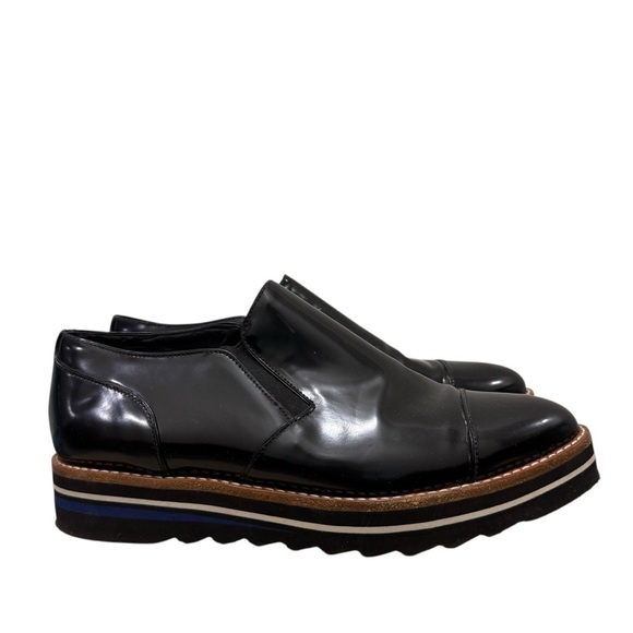 Vince Alona Black Patent Leather Slip On Oxford Loafer Dress Shoes 9 - Picture 2 of 9